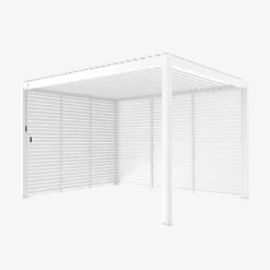 sweeek Pergola bioclimatica 3x4 in alluminio + 3 tende da 1m