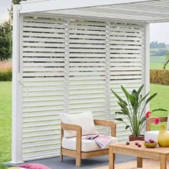 sweeek Pergola bioclimatica 3x4 in alluminio + 3 tende da 1m