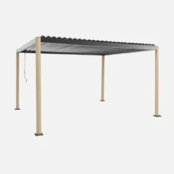 Pergola bioclimatica 3x3m con piedini arrotondati in alluminio e acciaio e lamelle orientabili