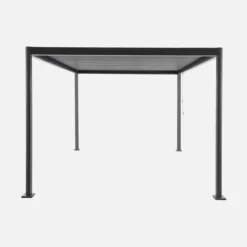 sweeek Pergola bioclimatica 3x3m con piedini arrotondati in alluminio e acciaio e lamelle orientabili