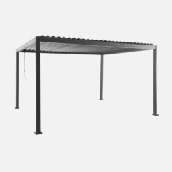 sweeek Pergola bioclimatica 3x3m con piedini arrotondati in alluminio e acciaio e lamelle orientabili