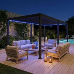 sweeek Pergola bioclimatica 3x6m elettrica in alluminio con illuminazione a LED