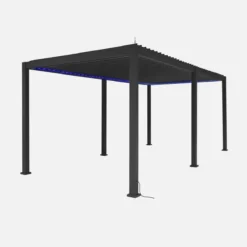 sweeek Pergola bioclimatica 3x6m elettrica in alluminio con LED + 2 tende 3m