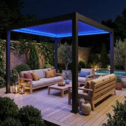 sweeek Pergola bioclimatica 3x3m elettrica in alluminio con illuminazione LED