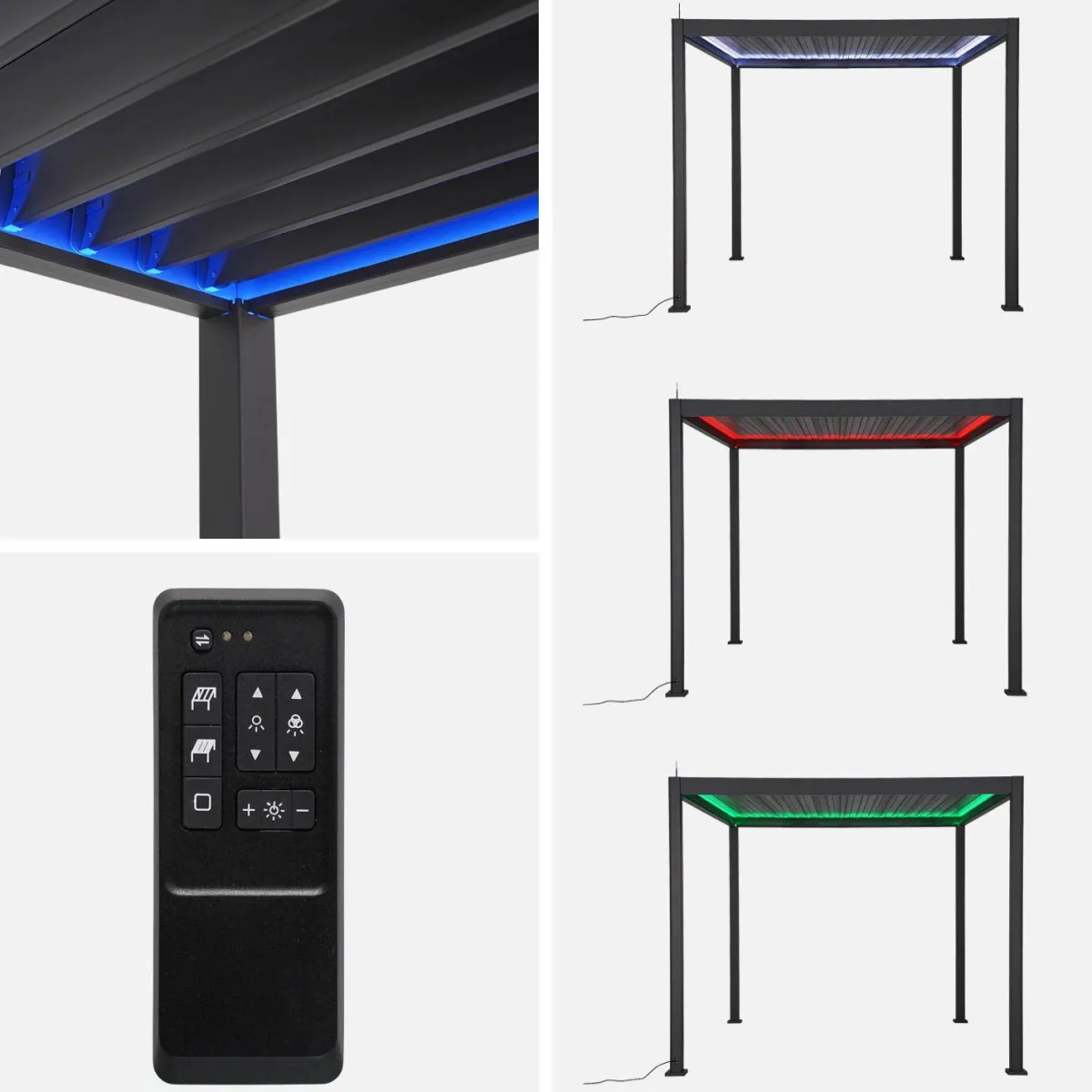 sweeek Pergola bioclimatica 3x3m elettrica in alluminio con illuminazione LED