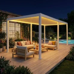 sweeek Pergola bioclimatica 3x6m elettrica in alluminio con illuminazione a LED