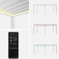 sweeek Pergola bioclimatica 3x6m elettrica in alluminio con LED + 2 tende 3m