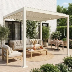 sweeek Pergola bioclimatica 3x3m in alluminio e acciaio, lamelle orientabili