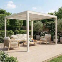 sweeek Pergola bioclimatica 3x3m in alluminio e acciaio, lamelle orientabili