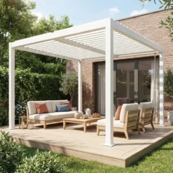 sweeek Pergola bioclimatica 3x3m in alluminio e acciaio, lamelle orientabili