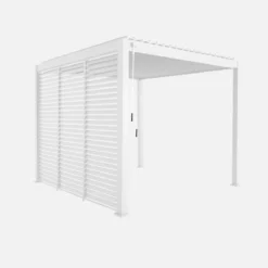 sweeek Pergola bioclimatica 3x3m in alluminio con lamelle orientabili V2 + 3 persiane