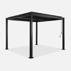 Pergola bioclimatica 3x3m in alluminio e acciaio, lamelle orientabili