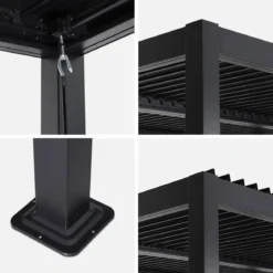Pergola bioclimatica 3x3m in alluminio e acciaio, lamelle orientabili