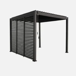 sweeek Pergola bioclimatica 3x3m in alluminio con lamelle orientabili V2 + 3 persiane