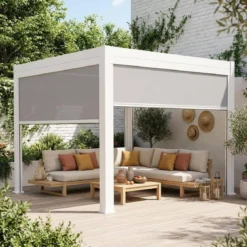 Pergola bioclimatica 3x3m in alluminio V2 + 2 tende da 3m