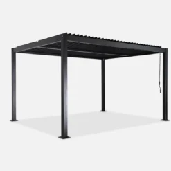 Pergola bioclimatica 3x4m in alluminio e acciaio, lamelle orientabili