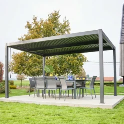 Pergola bioclimatica 3x4m in alluminio e acciaio, lamelle orientabili