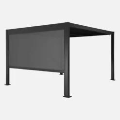 Pergola bioclimatica 3x3m in alluminio e acciaio + tenda 3m