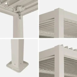 Pergola bioclimatica 3.6x3.6m in alluminio e acciaio con lamelle orientabili