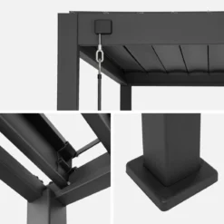 Pergola bioclimatica 3x4m in alluminio + 3 persiane 1m lamelle orientabili