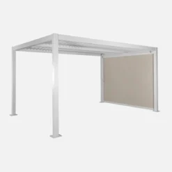 Pergola bioclimatica 3x4m in alluminio e acciaio + tenda 3m