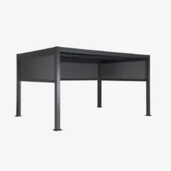 Pergola bioclimatica 3x4m in alluminio e acciaio + 2 tende 3m + 1 tenda 4m