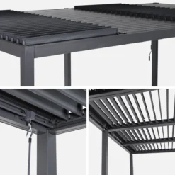 Pergola bioclimatica 3x6m in alluminio e acciaio, lamelle orientabili