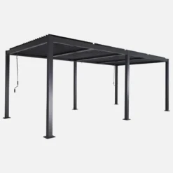 Pergola bioclimatica 3x6m in alluminio e acciaio, lamelle orientabili