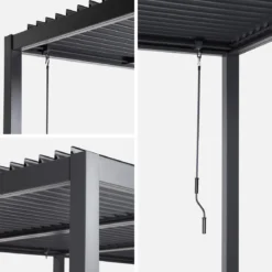 Pergola bioclimatica 3x6m in alluminio e acciaio, lamelle orientabili
