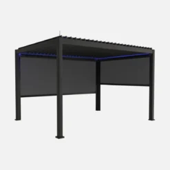 Pergola bioclimatica 3x4m in alluminio LED + tenda 3m + tenda 4m