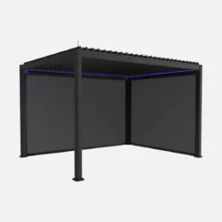 Pergola bioclimatica 3x4m in alluminio LED + tenda 3m + tenda 4m