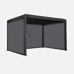 Pergola bioclimatica 3x4m in alluminio + 2 tende da 3m + 1 tenda da 4m