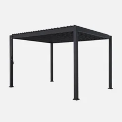 Pergola bioclimatica 3x4m in alluminio + 2 tende da 3m + 1 tenda da 4m
