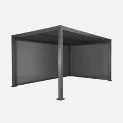 Pergola bioclimatica 3x4m in alluminio + tenda da 3m + tenda da 4m