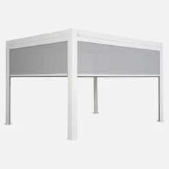 Pergola bioclimatica 3x4m in alluminio + tenda da 3m + tenda da 4m