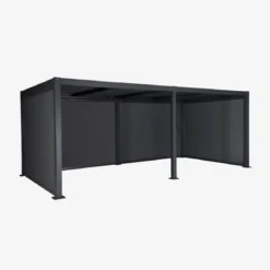 Pergola bioclimatica 3x6m in alluminio e acciaio + 4 tende 3m