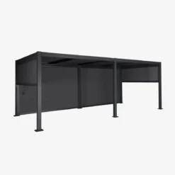Pergola bioclimatica 3x6m in alluminio e acciaio + 4 tende 3m