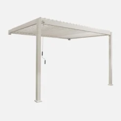 Pergola bioclimatica 3x4m in alluminio addossata, lame orientabili