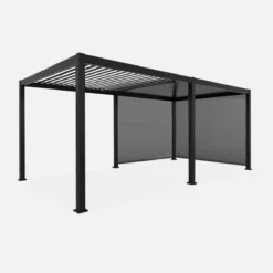 sweeek Pergola bioclimatica 3x6m in alluminio + 2 tende 3m