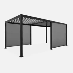 sweeek Pergola bioclimatica 3x6m in alluminio + 2 tende 3m