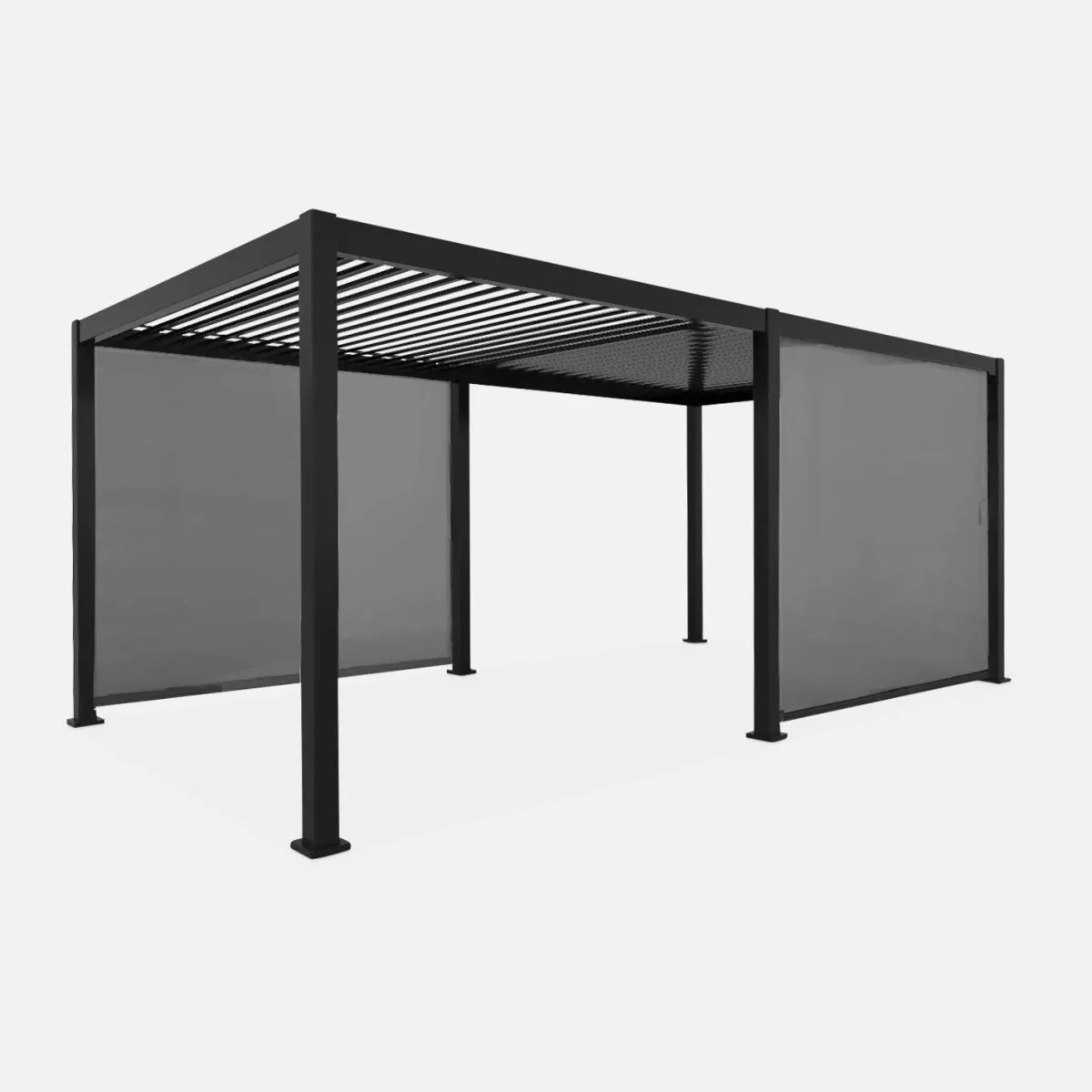sweeek Pergola bioclimatica 3x6m in alluminio + 2 tende 3m