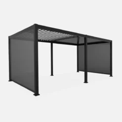 sweeek Pergola bioclimatica 3x6m in alluminio + 2 tende 3m