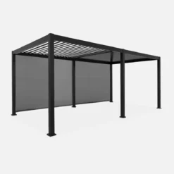 sweeek Pergola bioclimatica 3x6m in alluminio + 2 tende 3m