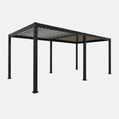 sweeek Pergola bioclimatica 3x6m in alluminio + 4 tende 3m