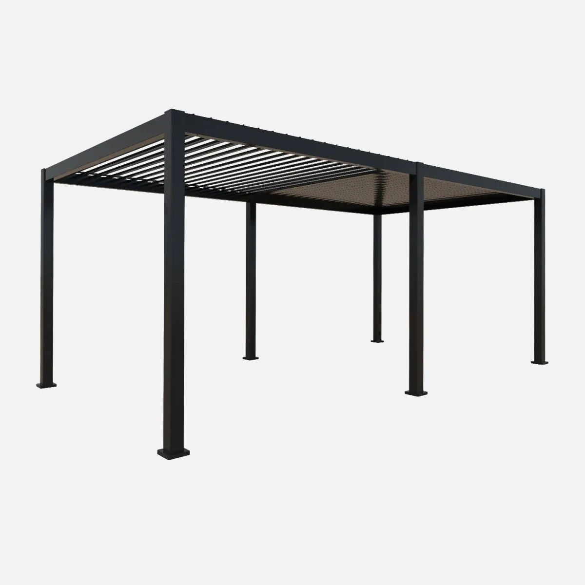 sweeek Pergola bioclimatica 3x6m in alluminio + 4 tende 3m