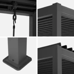 sweeek Pergola bioclimatica 3x3m in alluminio e acciaio con lamelle orientabili