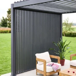 sweeek Pergola bioclimatica 3x4m in alluminio + 3 persiane verticali 1m