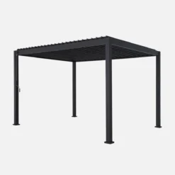 sweeek Pergola bioclimatica 3x4m in alluminio + 3 persiane verticali 1m