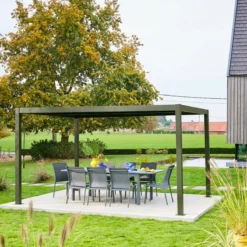 sweeek Pergola bioclimatica 3x4m in alluminio e acciaio, lamelle orientabili