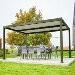 sweeek Pergola bioclimatica 3x4m in alluminio e acciaio, lamelle orientabili